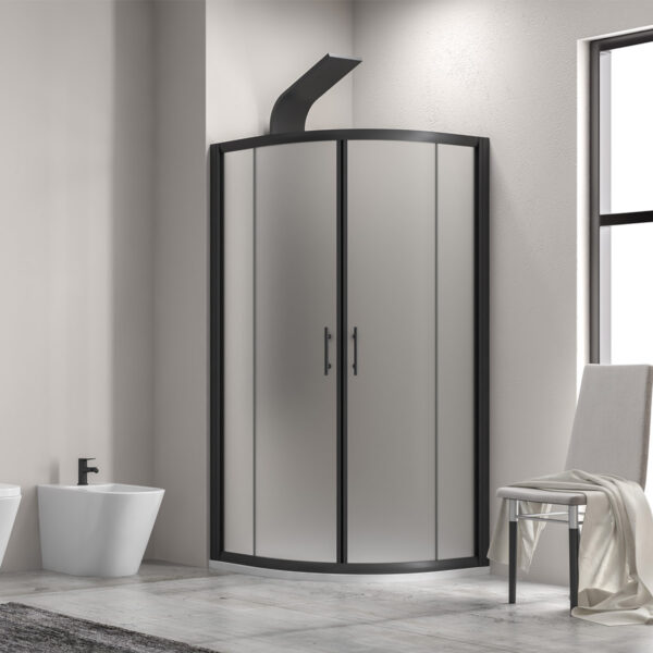 Καμπίνα ημικυκλική με σατινέ κρύσταλλο FLORA 200 Black KARAG