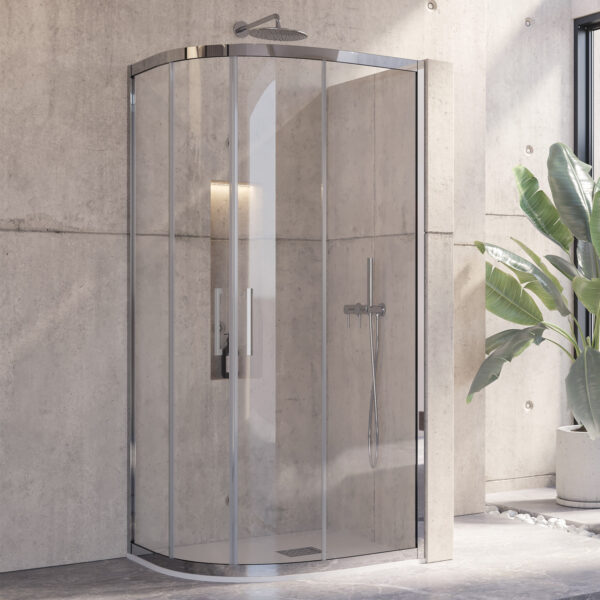 Καμπίνα ημικυκλική με διάφανο κρύσταλλο INOX 200 Cromo KARAG 90x90x190cm