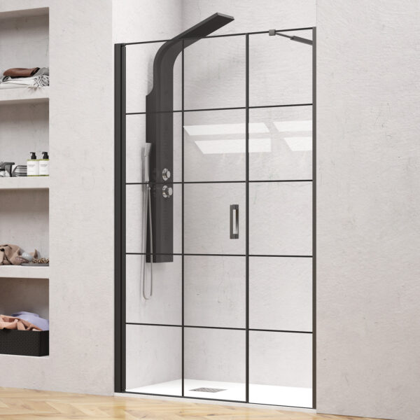 Καμπίνα από τοίχο σε τοίχο με frame κρύσταλλο NERO 5 PORTA Black KARAG 114x200cm (40cm σταθερό)