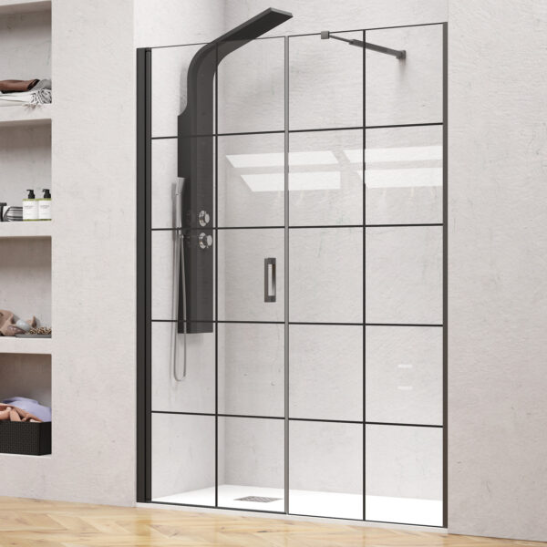 Καμπίνα από τοίχο σε τοίχο με frame κρύσταλλο NERO 5 PORTA Black KARAG 164x200cm (90cm σταθερό)